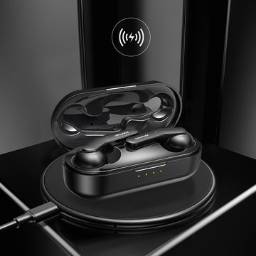 TD® Casque Bluetooth Réduction intelligente du bruit Casque de charge sans fil Bluetooth V5.1 Conception tactile Conception étanche